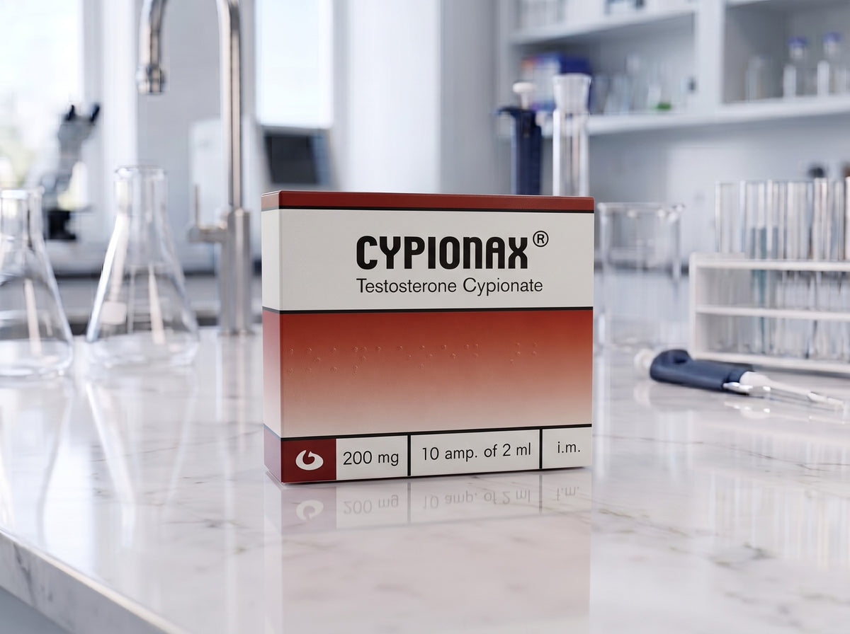 Cypionax product packaging on laboratory counter