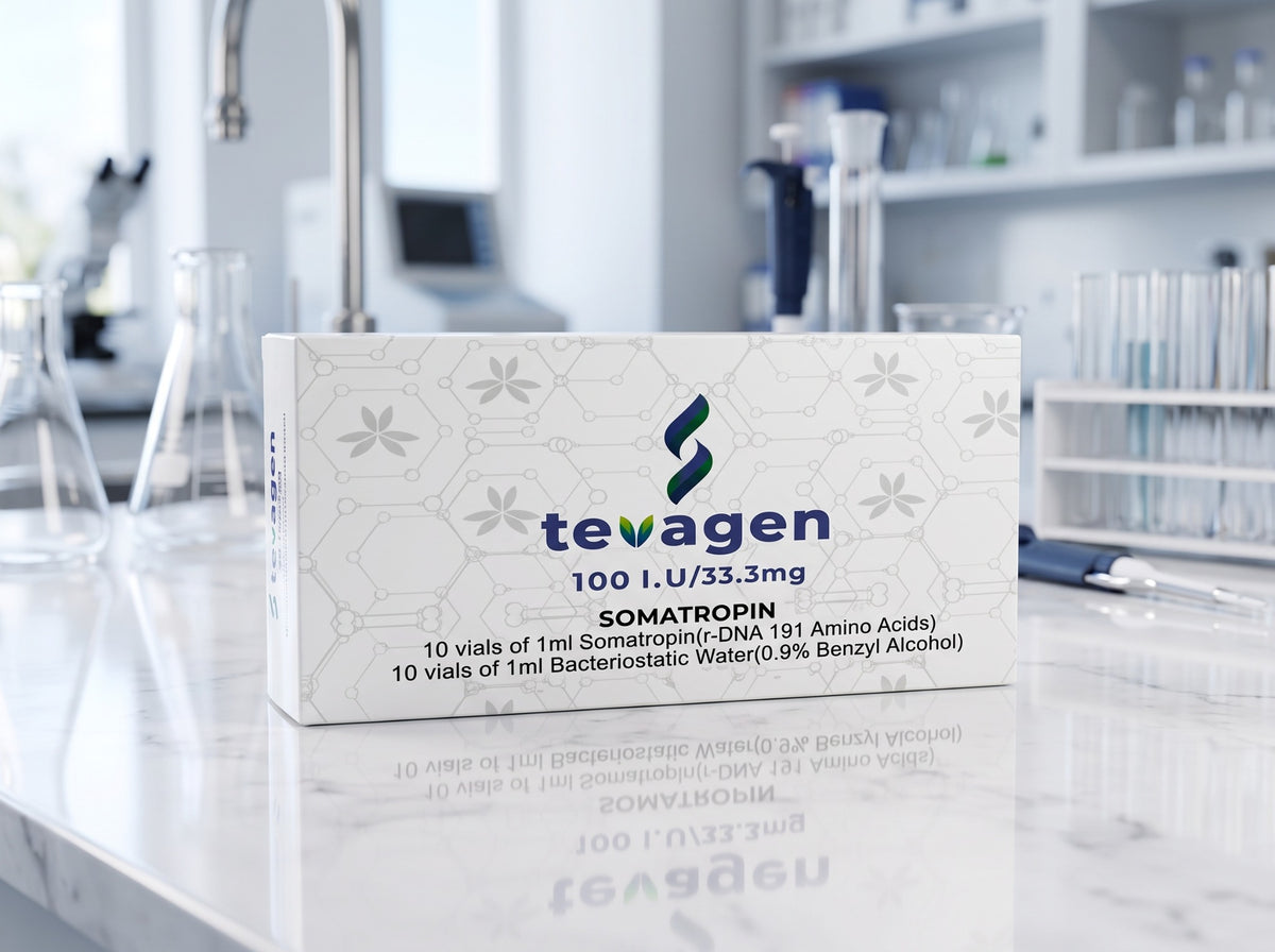 Tevagen product packaging on laboratory counter