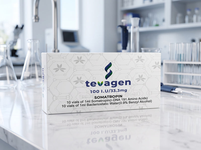 Tevagen product packaging on laboratory counter